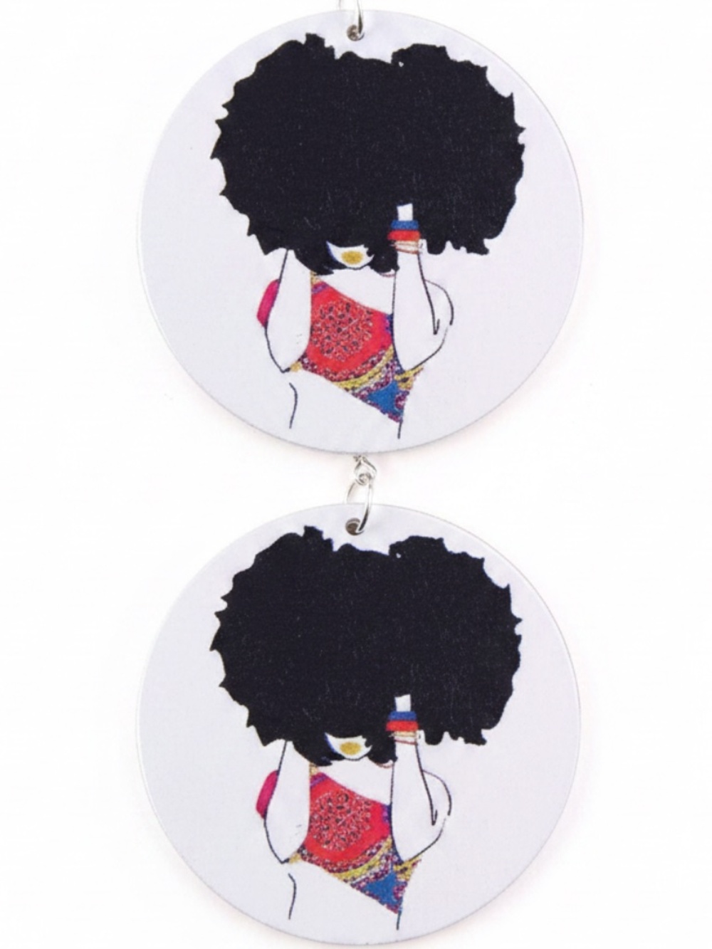 Womens Round Wood‎ Ethnic Afro Dangle Earrings
